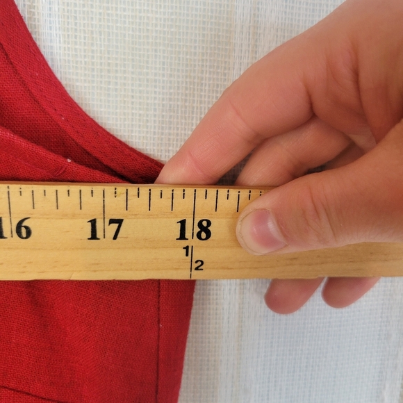 Vintage‎ Talbots Linen Blend Button Front Midi Dress Red Size 6 Petite Lagenlook - Picture 7 of 10